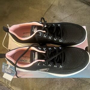 Skechers Women's Lite Foam Black Sneakers with Pink Highlights